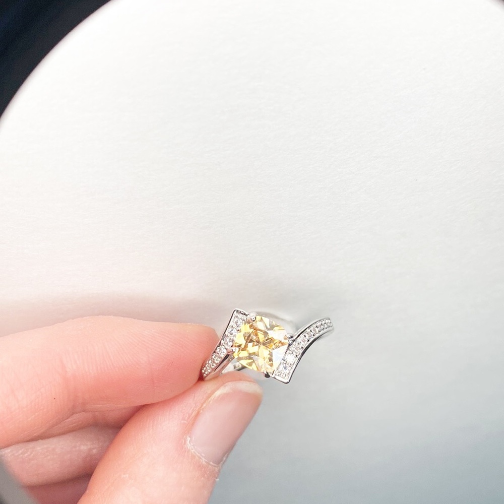 Silver Faux Diamond Arc Ring